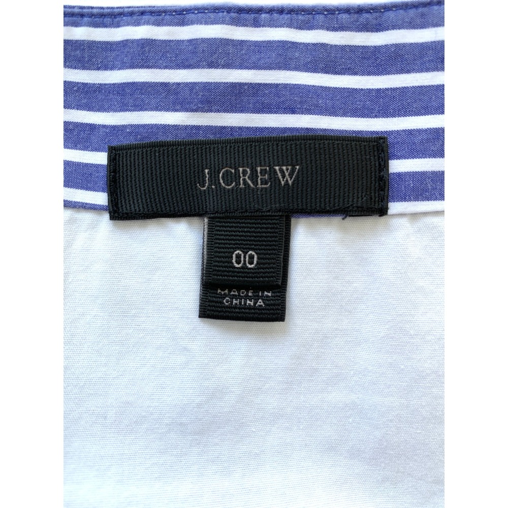 J Crew Garratt Blue White Striped Maxi Dress 00 Poplin Tiered Ruffle Coastal - Picture 8 of 16